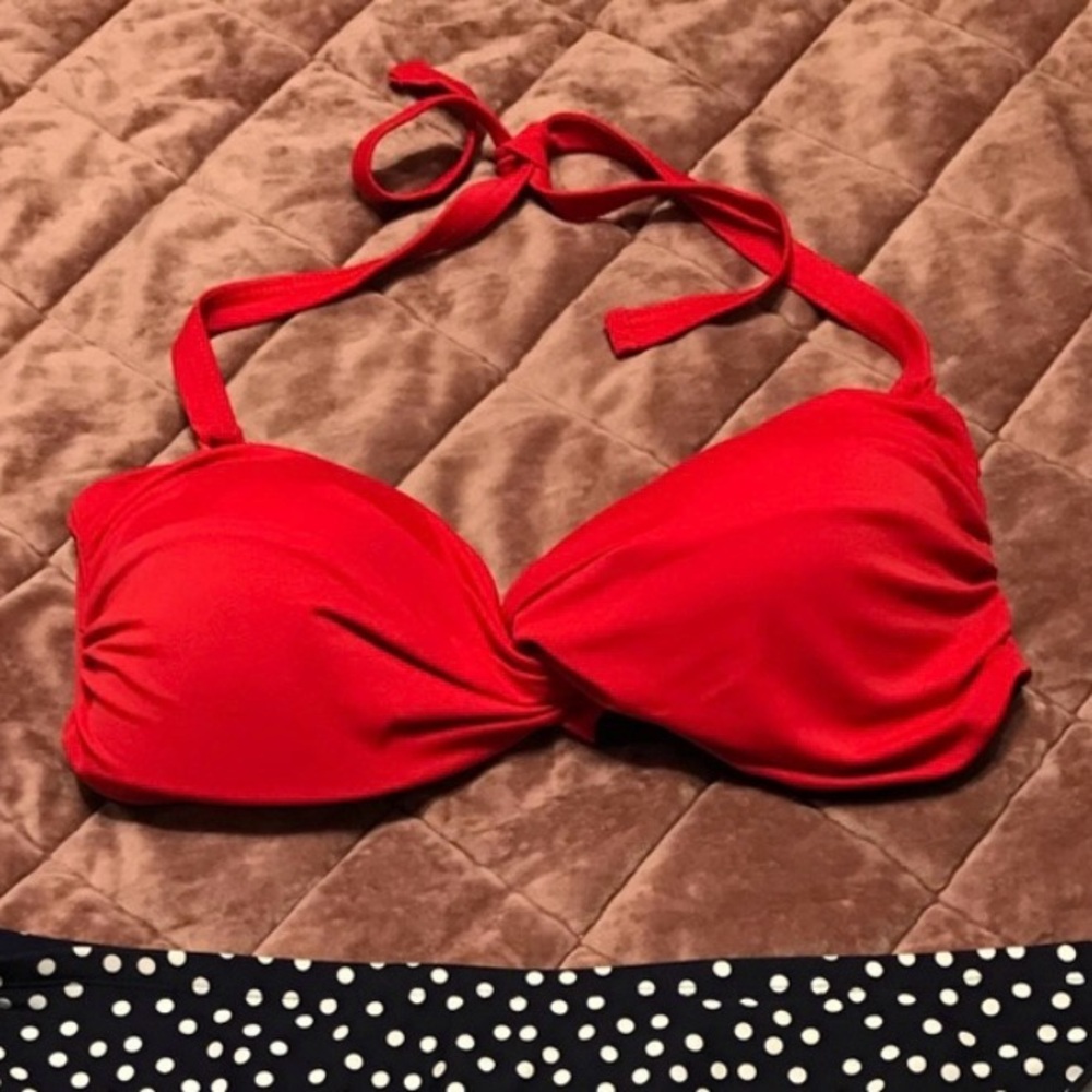 Red Twist-Front Bikini Top